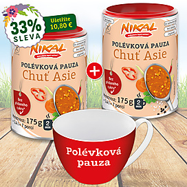 2x Polévková pauza Chuť Asie 175 g + Hrnek na polévku 400 ml, červená