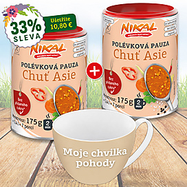2x Polévková pauza Chuť Asie 175 g + Hrnek na polévku 400 ml, béžová