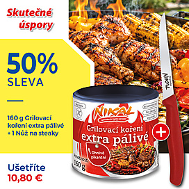 Grilovací koření extra pálivé 160 g + Nůž na steaky