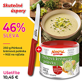 Pórková krémová polévka 250 g + Nůž na rajčata