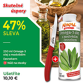 Omega-3 olej s medvědím česnekem 250 g + Nůž na steaky
